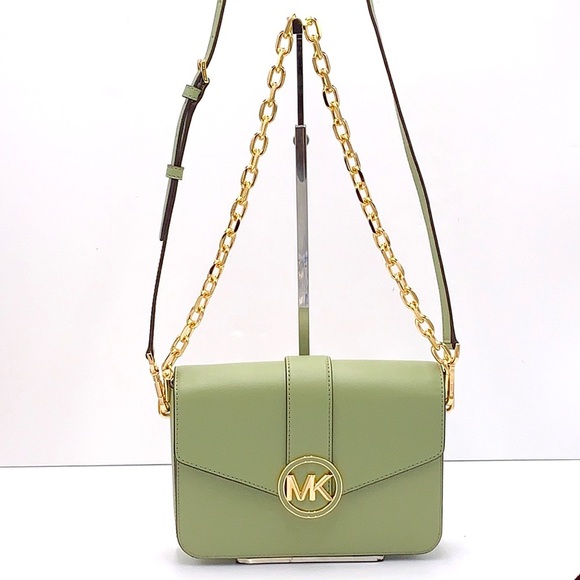 MICHAEL KORS CARMEN MEDIUM CONVERTIBLE SHOULDER BAG LIGHT SAGE COLOR - Picture 4 of 15